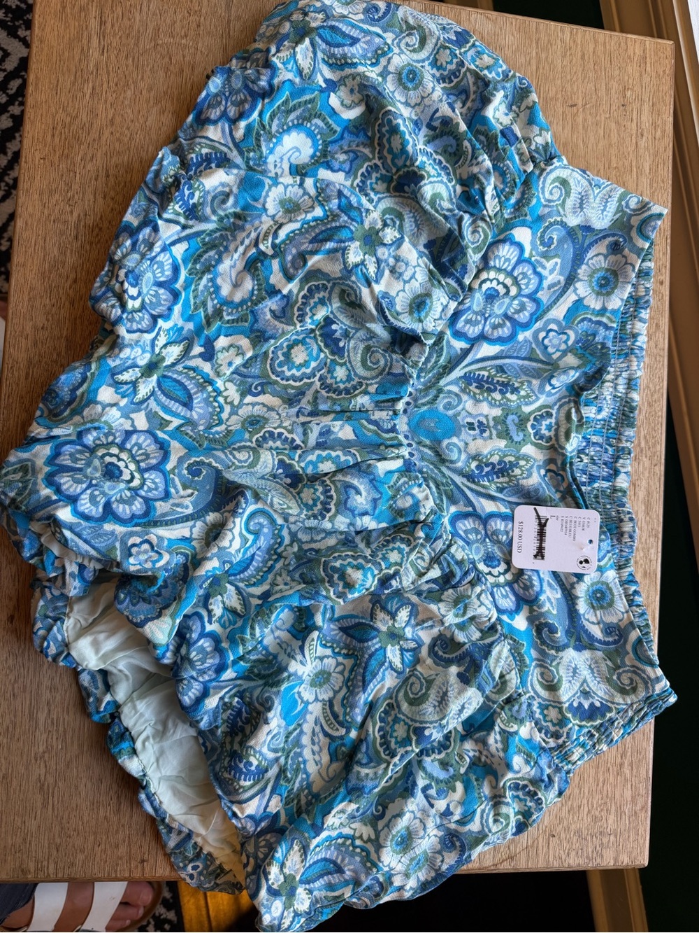 Free People Blue Paisley Print Lightweight Skort